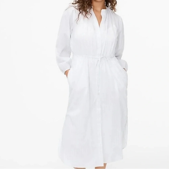 J. Crew Tie Waist Cotton Voile Midi Dress in Sheer Blue Deck Stripe - Size 12 - Picture 1 of 14